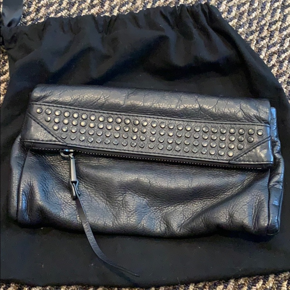 Black leather clutch.